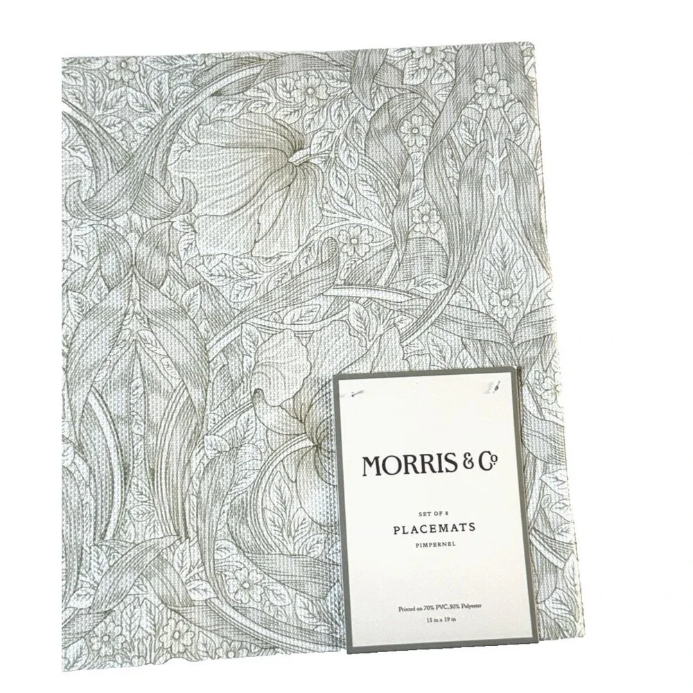 Morris & Co Pimpernel Placemats Set of 8 PVC Polyester English Garden Wipe Clean
